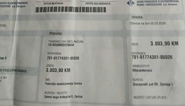 Samohrana majka iz Zenice tvrdi da je dobila previsok račun za električnu energiju