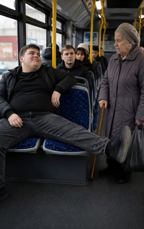 U autobusu, arogantni mladić ne samo da je odbio da ustupi svoje mjesto starijoj ženi, već je i demonstrativno stavio nogu na sjedalo – ali definitivno nije očekivao ovakvu kaznu 😨😱 - featured image U autobusu, arogantni mladić ne samo da je odbio da ustupi svoje mjesto starijoj ženi, već je i demonstrativno stavio nogu na sjedalo – ali definitivno nije očekivao ovakvu kaznu 😨😱 - featured image